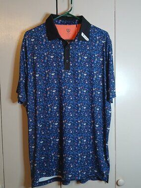 Graham Luxe Performance Men's Large Jet Plack Golf Polo Shirt (0823E23)